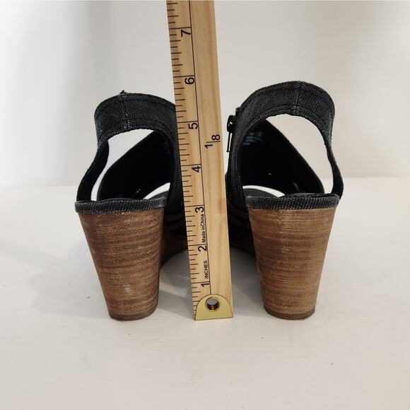 VERY G Jamison Black Brown Canvas Strappy Leopard Print Peep Toe Wedges Womens 8 - Picture 5 of 10